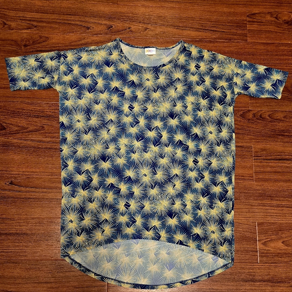 Lularoe Irma Tunic Slinky Feel With Colorful Dandelion Type Print Size Xs